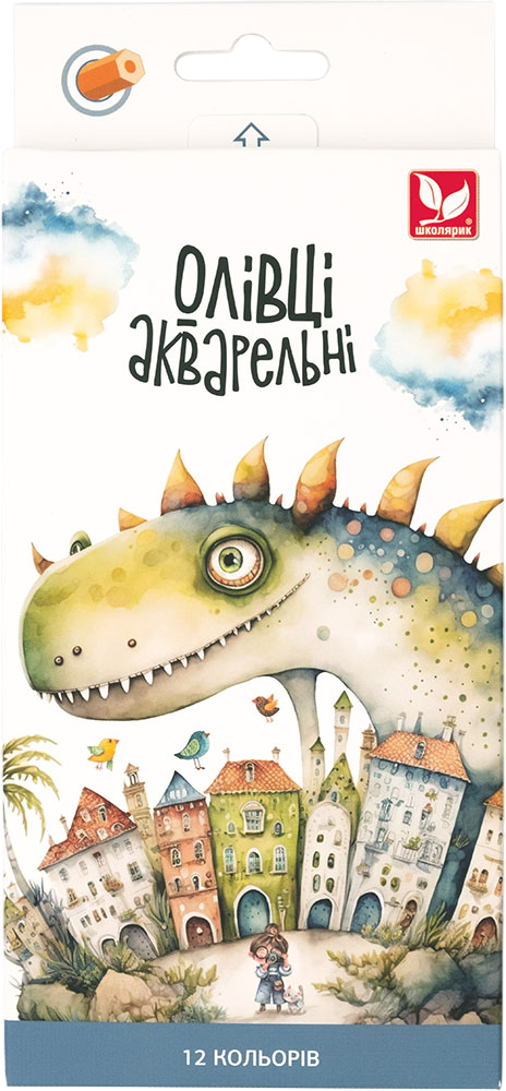 Олівці акварельні шестигранні 12 кольорів з пензликом