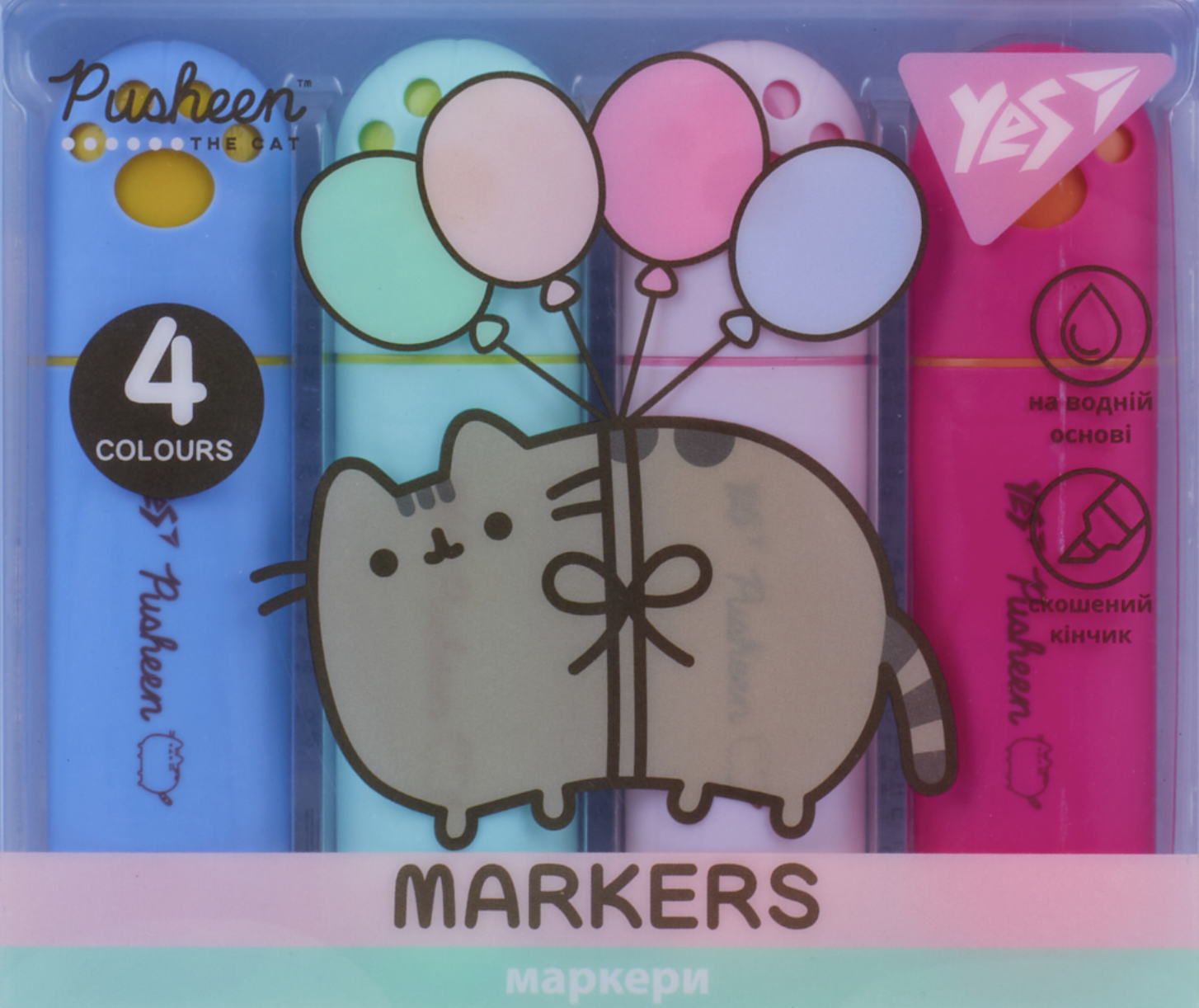 Маркер текстовий Yes Pusheen 2 в наборі 4 штуки
