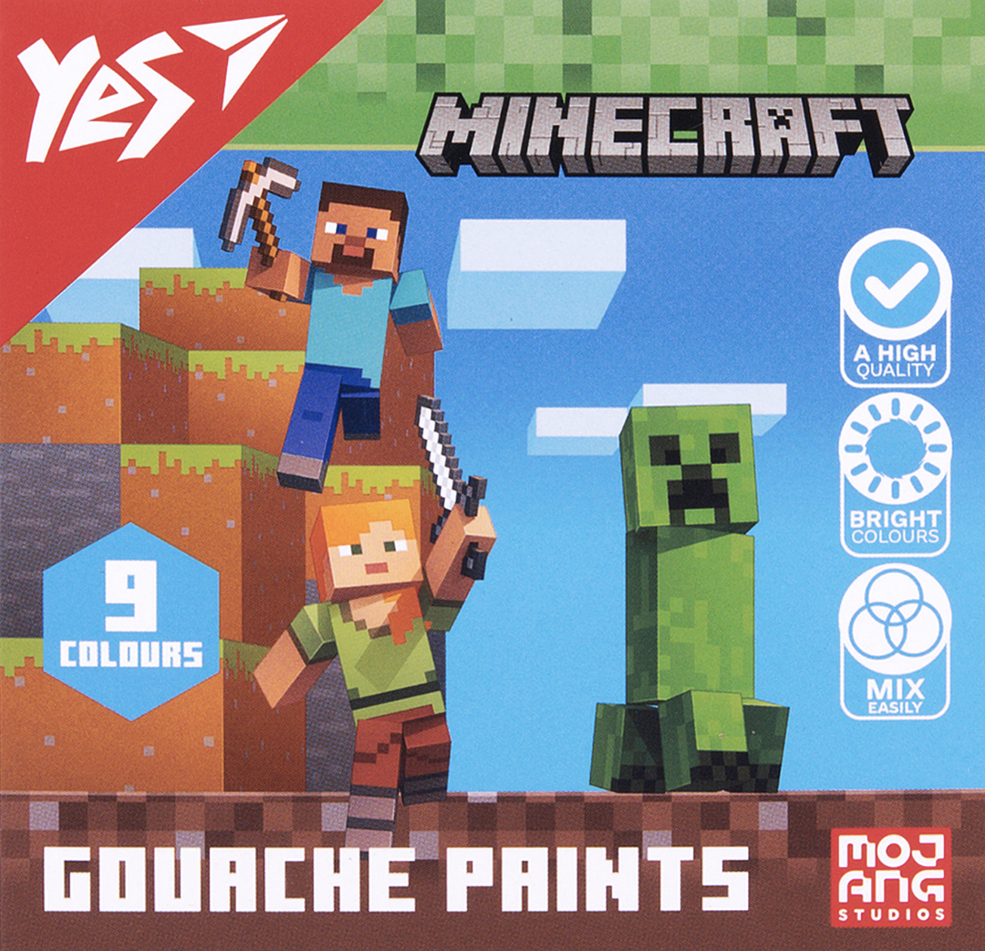 Фарби гуашеві YES Minecraft 9 кольорів 20 мл