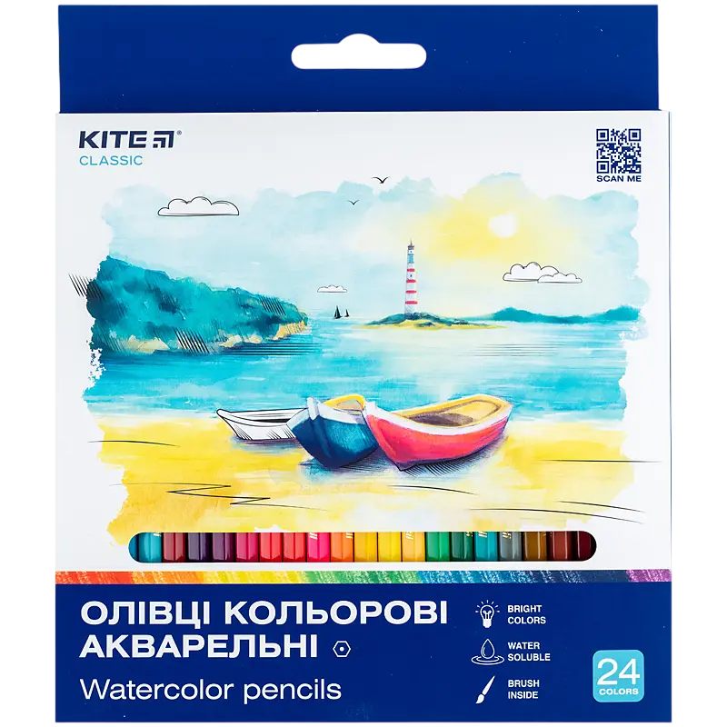 Обкладинка "Олівці кольорові акварельні 24 штуки Kite Classic"