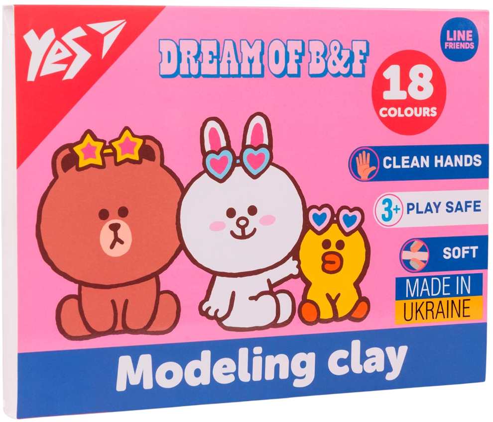 Пластилін Yes 18 кольорів Line Friends