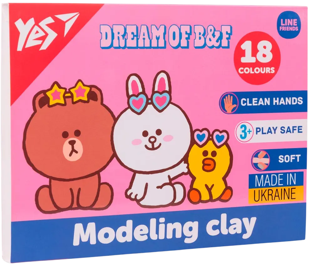 Обкладника "Пластилін Yes 18 кольорів Line Friends" Обкладинка "Пластилін Yes 18 кольорів Line Friends"