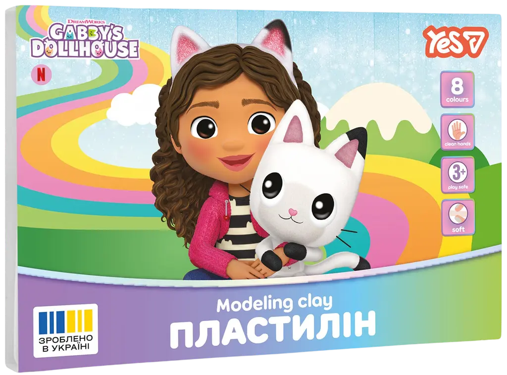 Обкладинка "Пластилін Yes 8 кольорів Gabby Dollhouse"