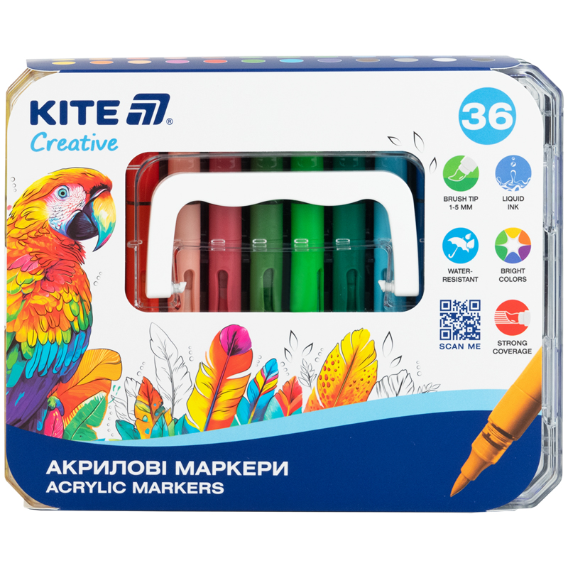 Маркери акрилові з рідкими чорнилами Kite Creative...