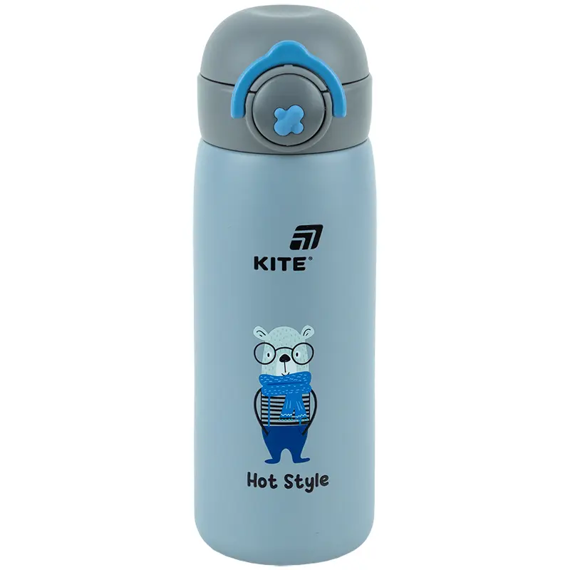 Термос з кнопкою Kite, Hot style, 430 мл (сірий)
