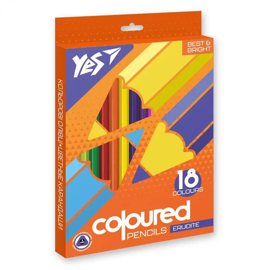 Обкладинка "Олівці кольорові YES 18 кольорів Erudite"