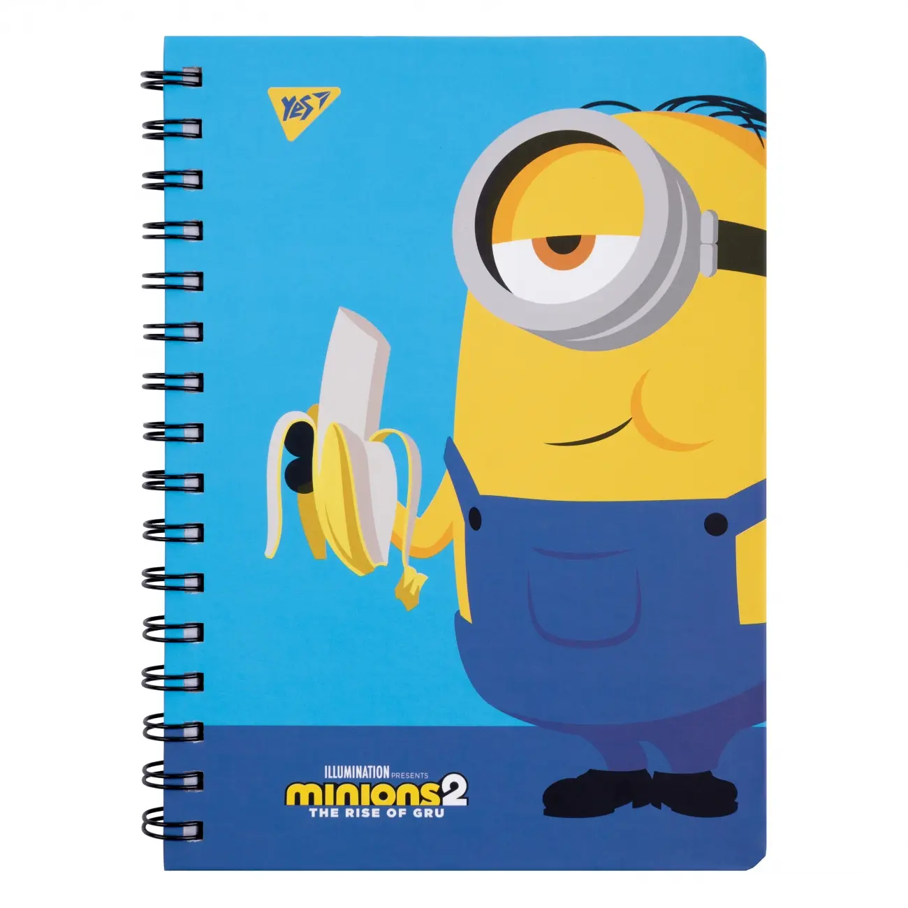 Блокнот YES А5, 80 аркушів, подв. cпіраль з гумкою Minions Banana