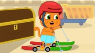 Cats Family in English - Skis On Wheels Cartoon for Kids