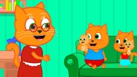 Cats Family in English - Puppet Theater For Granny Cartoon for Kids