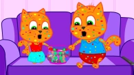 Cats Family in English - Covered in Candy Skittles Animation