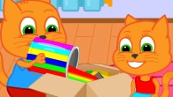 Cats Family in English - Rainbow Painting Cartoon for Kids