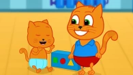 Cats Family in English - Puzzle Cartoon for Kids